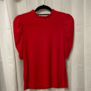 Red poof sleeve blouse